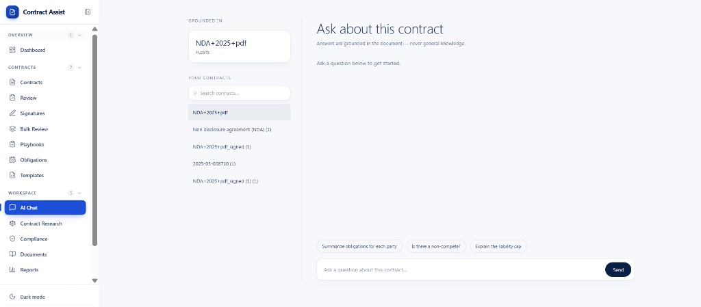 AI chat grounded in a selected contract
