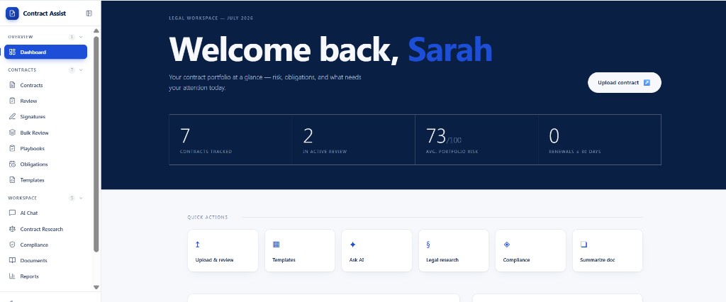 Contract Assist dashboard